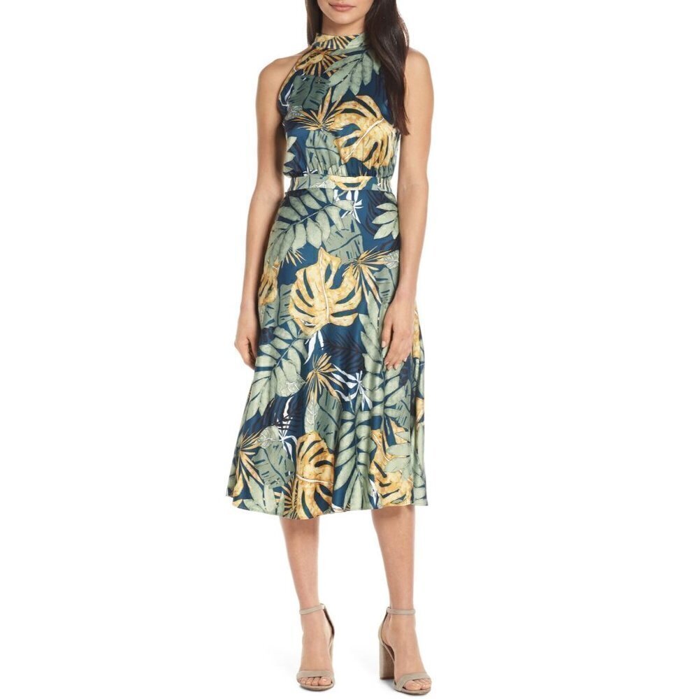 NWT Chelsea28 Size XXL Floral/Botanical Print Strappy Back Dress, Size XXL